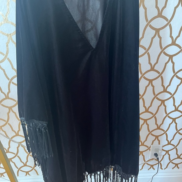 Black VELVET FRINGE ASA SHORT KAFTAN!!🖤🖤 - Picture 6 of 7